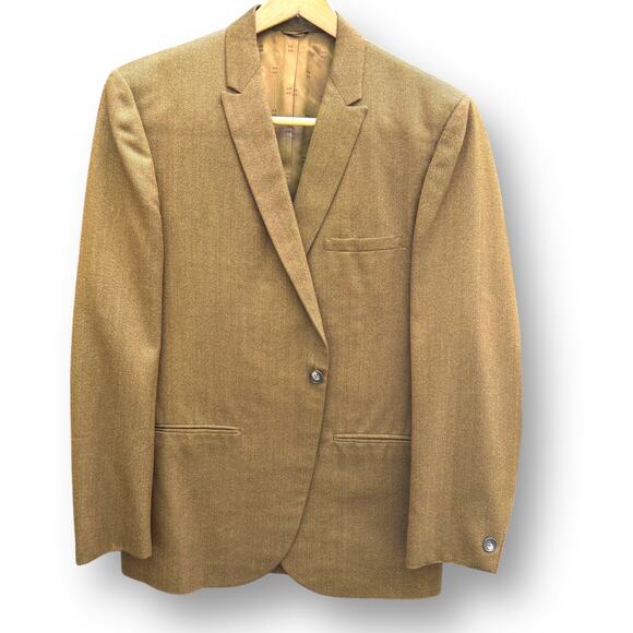 1960s Yellow Wool Sport Coat 38R Union ACWA Vintage Jacket The Hub USA 2 Button - Picture 2 of 10